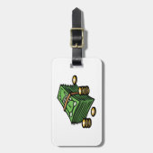 Stapel geld met munten geld bagagelabel (Voorkant verticaal)