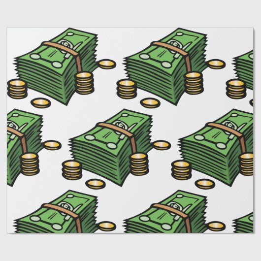 Stapel geld met munten geld cadeaupapier (Vlak)