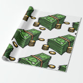 Stapel geld met munten geld cadeaupapier (Uitgerold)