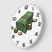 Stapel geld met munten geld grote klok (Hoek)