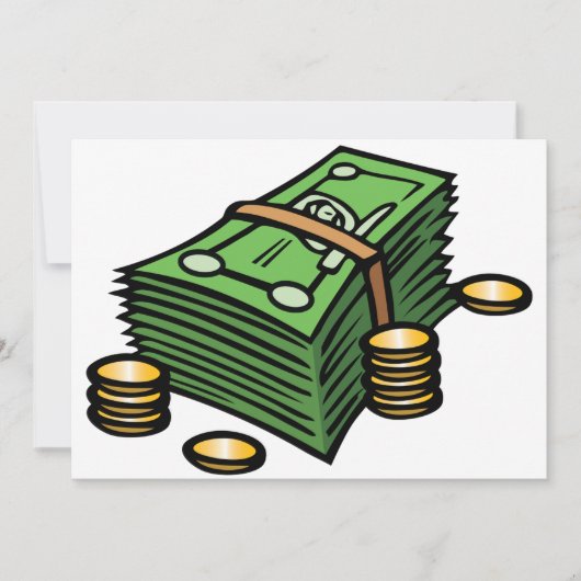 Stapel geld met munten geld kaart (Voorkant)