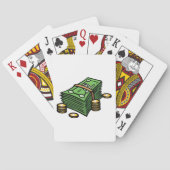 Stapel geld met munten geld pokerkaarten (Achterkant)