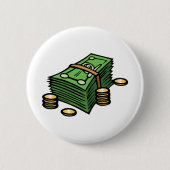 Stapel geld met munten geld ronde button 5,7 cm (Voorkant)
