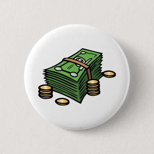 Stapel geld met munten geld ronde button 5,7 cm (Voorkant)