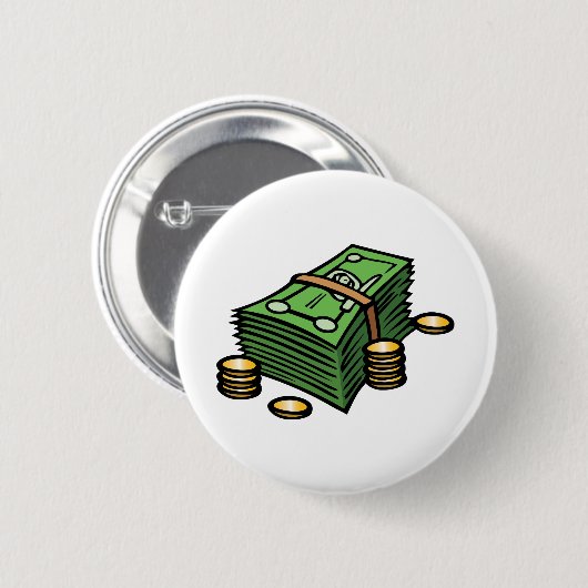 Stapel geld met munten geld ronde button 5,7 cm (Voorkant /achterkant)
