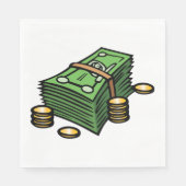Stapel geld met munten geld servet (Voorkant)