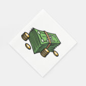 Stapel geld met munten geld servet (Hoek)