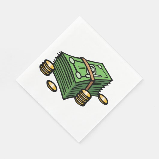 Stapel geld met munten geld servet (Hoek)
