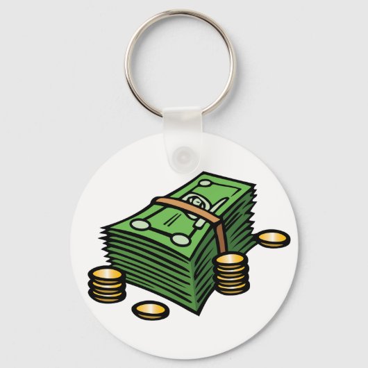 Stapel geld met munten geld sleutelhanger (Voorkant)
