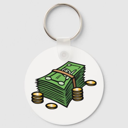 Stapel geld met munten geld sleutelhanger (Achterkant)