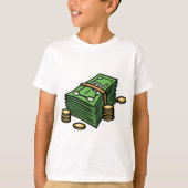 Stapel geld met munten geld t-shirt (Voorkant)