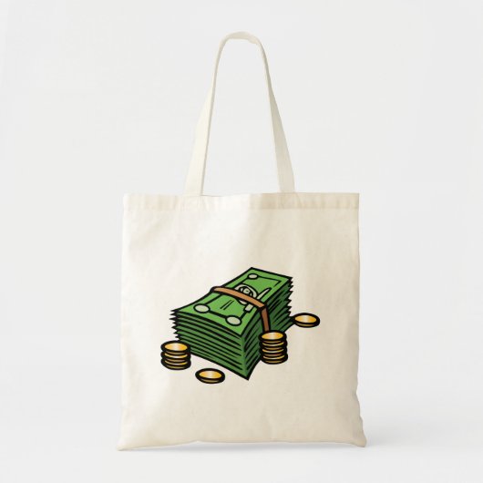 Stapel geld met munten geld tote bag (Voorkant)