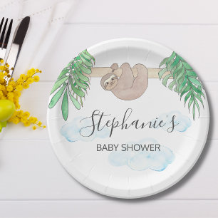 Stapel Genderneutraal Baby shower Papieren Bordje