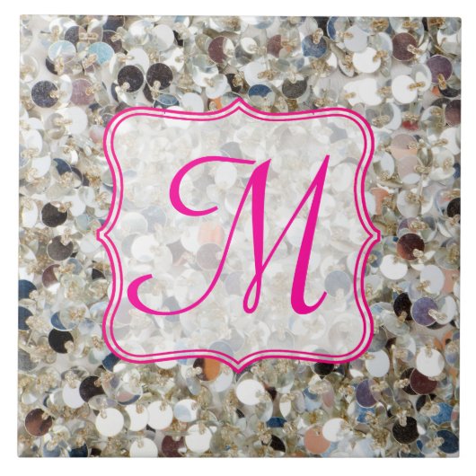 Stapel Glitter Monogram Display Tile Tegeltje (Voorkant)
