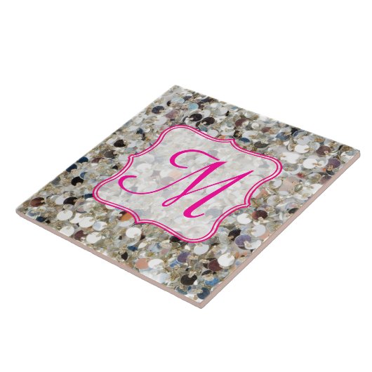 Stapel Glitter Monogram Display Tile Tegeltje (Zijkant)