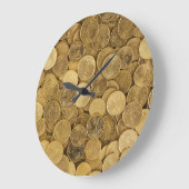 stapel gouden ronde munten acrylwandklok grote klok (Hoek)