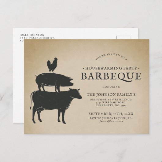 Stapel | Housewarming Barbecue Briefkaart (Voorkant / Achterkant)