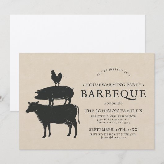 Stapel | Housewarming Party Barbecue Kaart (Voorkant / Achterkant)