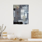 'Stapel it Up' Grey and Green Abstract Art Poster (Keuken)
