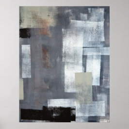 'Stapel it Up' Grey and Green Abstract Art Poster