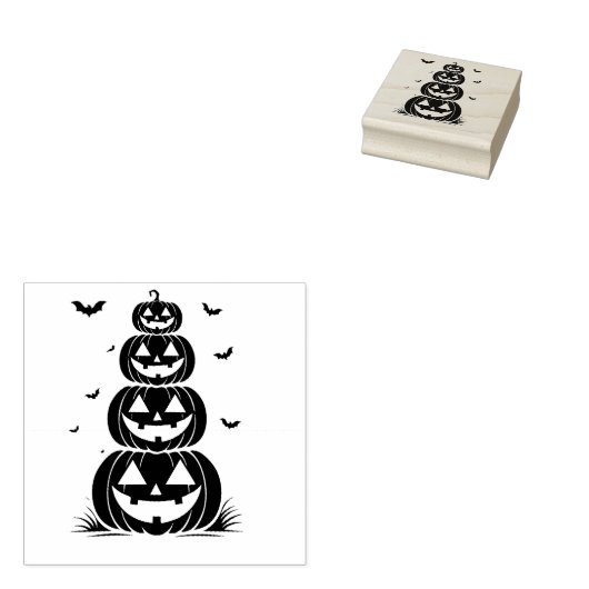 Stapel Jack-O-Lanterns en vleermuizen Rubberstempel (Gestempeld)