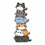 stapel katten fotobeeldje magneet<br><div class="desc">Schattige stapel schattige kawaii cartoon katten,  elk gestapeld op de andere,  elk een andere look en kleur.</div>