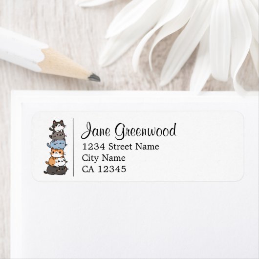 Stapel katten Naam en adres Etiket (Insitu)