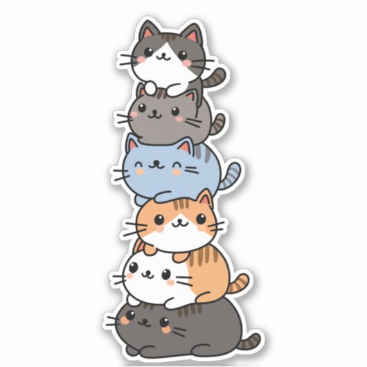 stapel katten sticker (Voorkant)