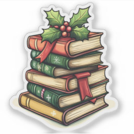 Stapel kerstboeken voor lezers sticker