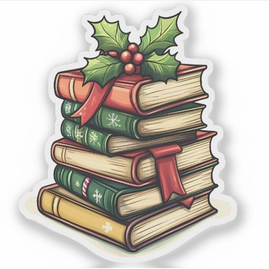 Stapel kerstboeken voor lezers sticker (Voorkant)