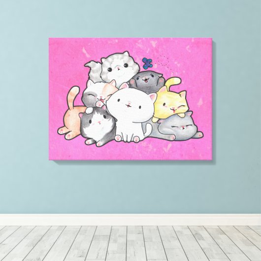 Stapel Kittens Canvas Afdruk (Insitu (Houten vloer))