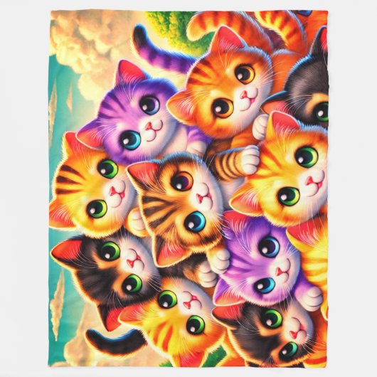 Stapel Kittens Fleece Deken (Voorkant)