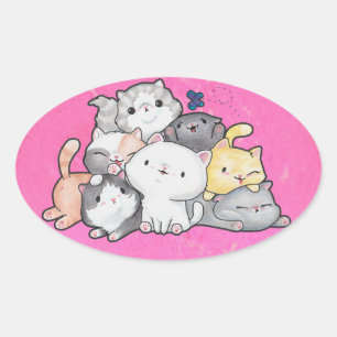 Stapel Kittens Ovale Sticker