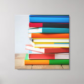 Stapel kleurrijke studieboeken canvas afdruk (Voorkant)