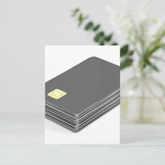 Stapel met blanco plastic kaarten met chip (Staand voorkant)