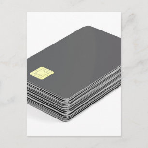Stapel met blanco plastic kaarten met chip