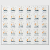 Stapel met blauwe zeilboot cadeaupapier (Vlak)