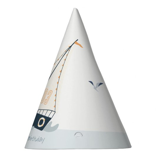 Stapel met blauwe zeilboot feesthoedjes (Rechts)