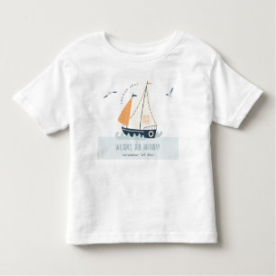 Stapel met blauwe zeilboot kinder shirts