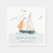 Stapel met blauwe zeilboot servet (Voorkant)