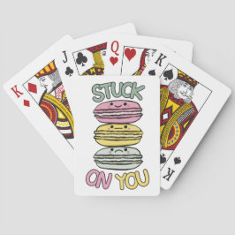 Stapel met cute kawaii macarons pokerkaarten