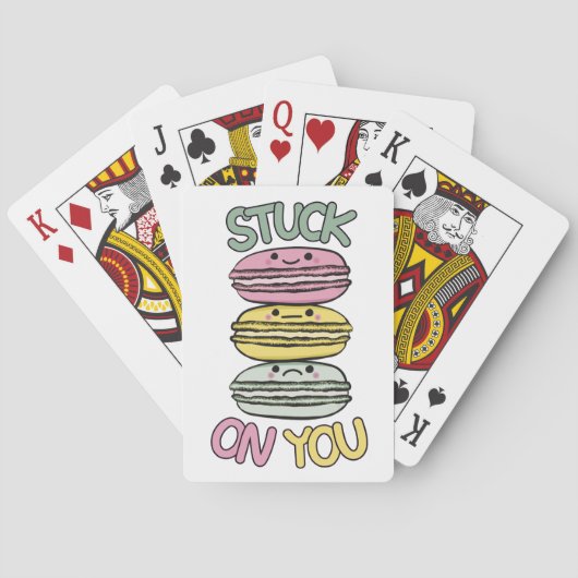 Stapel met cute kawaii macarons pokerkaarten (Achterkant)