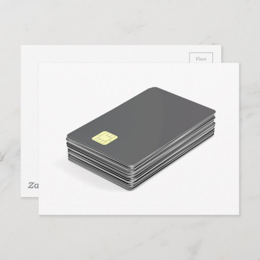 Stapel met lege plastic kaarten met spaander (Voorkant / Achterkant)