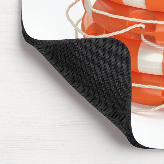 Stapel met vier reddingsboeien muismat (Hoek)