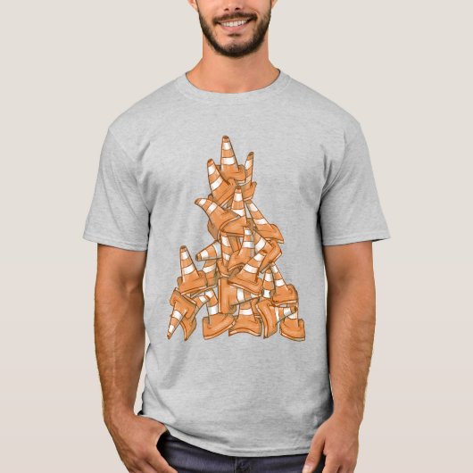 Stapel oranje wegkegels t-shirt (Voorkant)