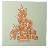 Stapel oranje wegkegels tegeltje (Voorkant)