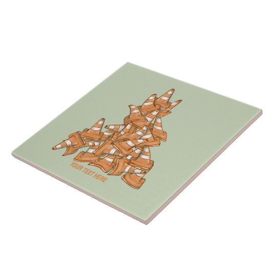 Stapel oranje wegkegels tegeltje (Zijkant)