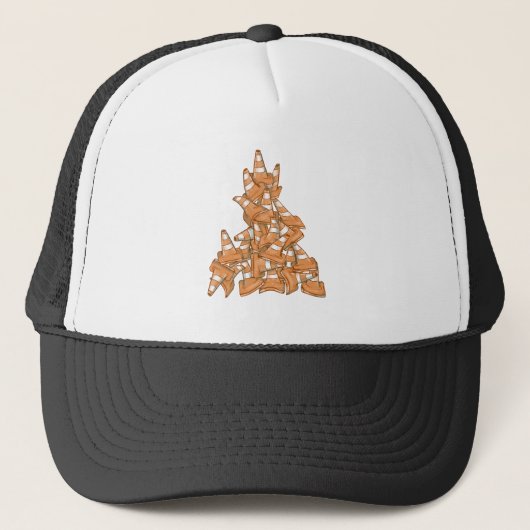 Stapel oranje wegkegels trucker pet (Voorkant)