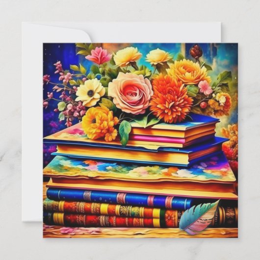 Stapel Oude Boeken en Bloemen (Voorkant)