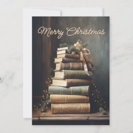 Stapel oude boeken met Kerstversiering Feestdagenkaart